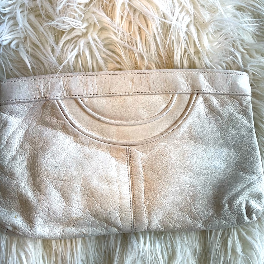 Vintage white leather clutch bag